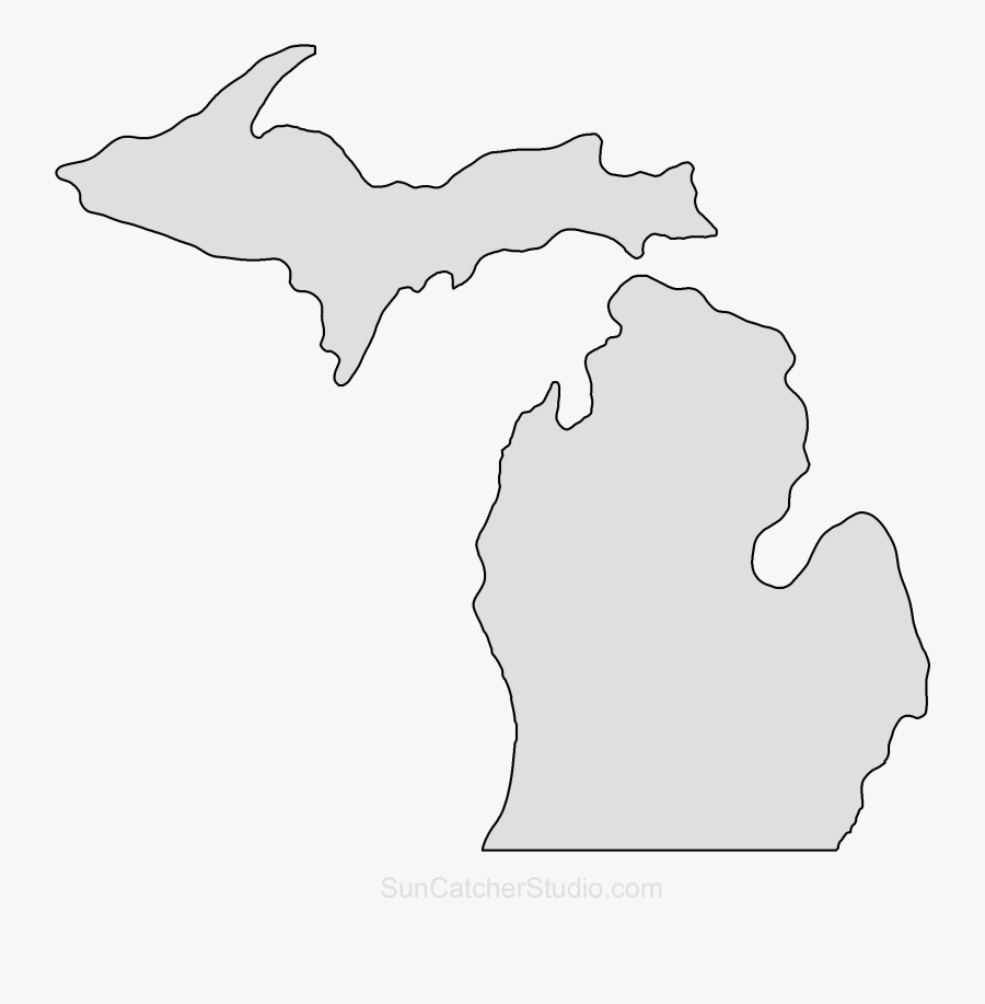 Simple Michigan Map, Transparent Clipart