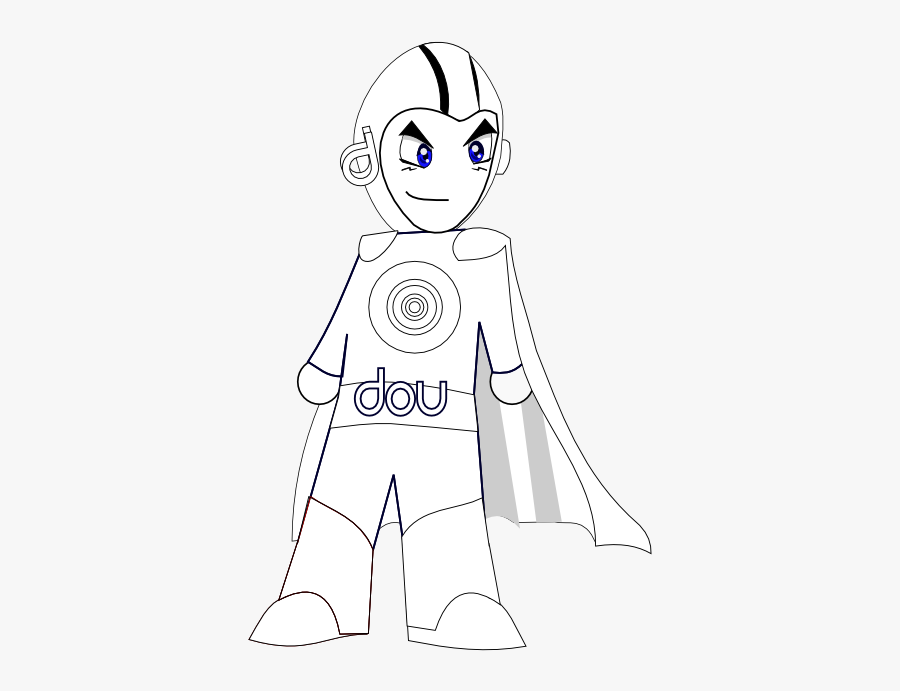 Geek Super Hero Dou Black White Line Art 555px - Cartoon, Transparent Clipart