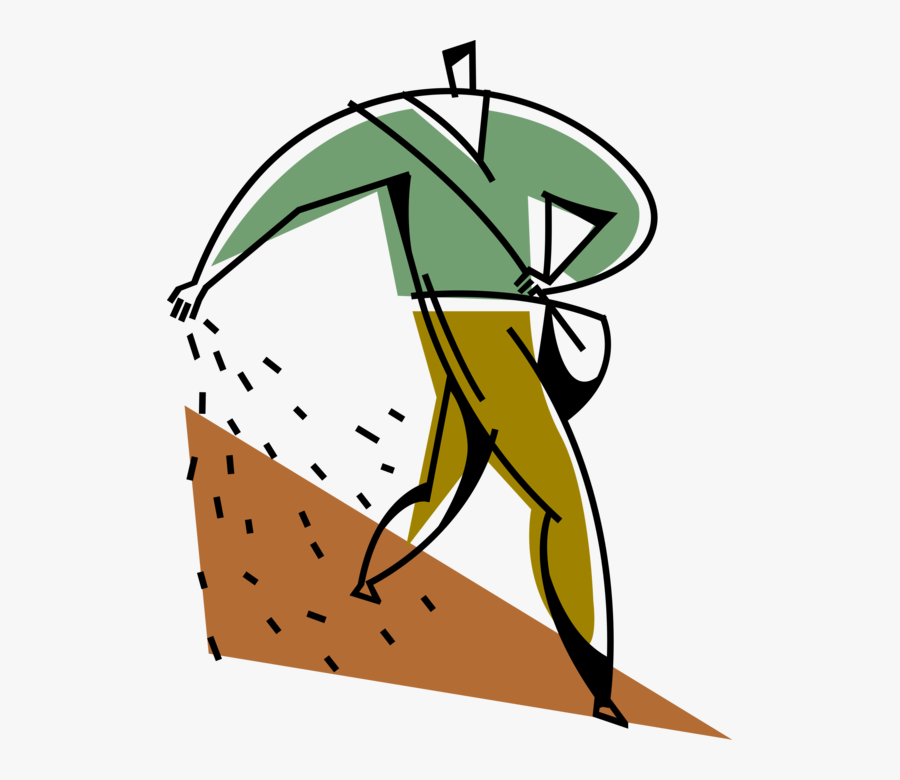 Vector Illustration Of Farmer Sowing Or Planting Seeds - Free Images Planting Seeds, Transparent Clipart