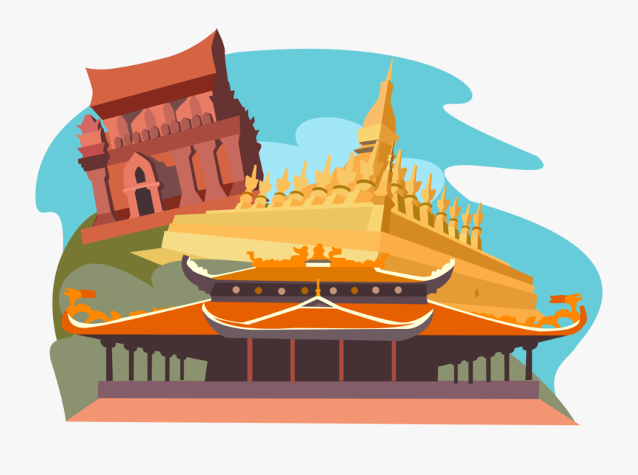 Vector Illustration Of Pha That Luang, Vientiane, Laos, - Laos Vector Png, Transparent Clipart
