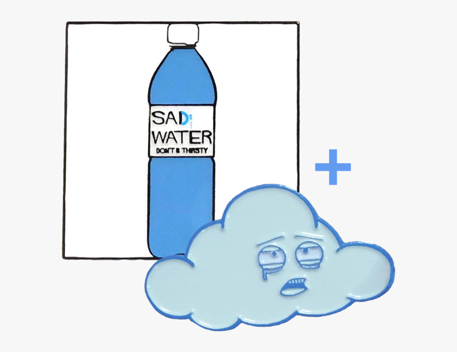 Sad Water Bottle Cloud Enamel Pin Special, Transparent Clipart