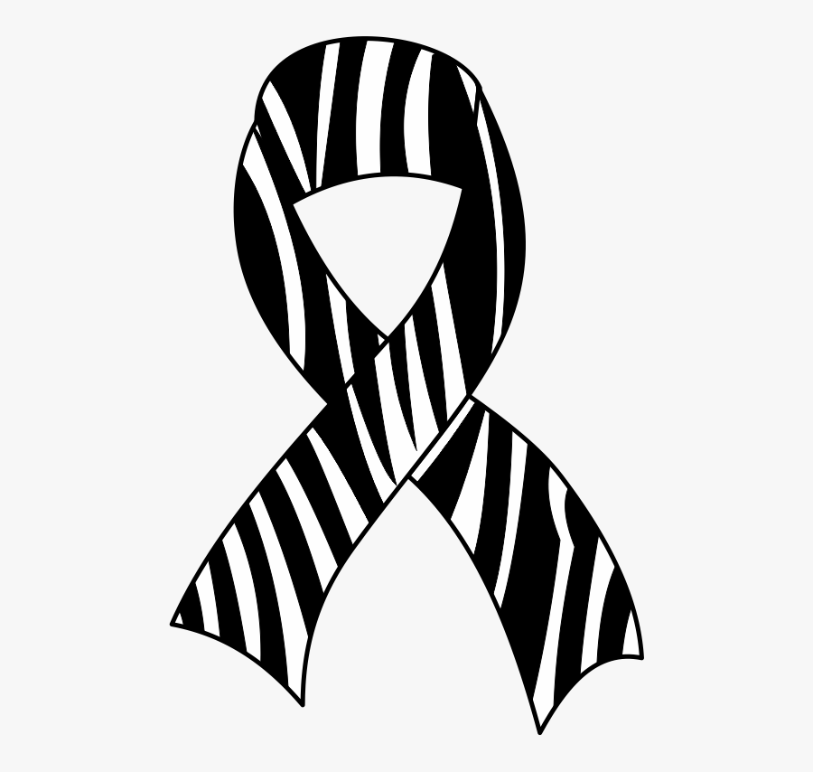 Zebra Ribbon - Zebra Awareness Ribbon, Transparent Clipart
