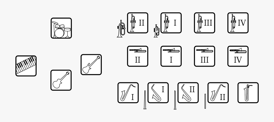 Clip Art Wikipedia Typical Seating Arrangement - Big Band Jazz Position, Transparent Clipart
