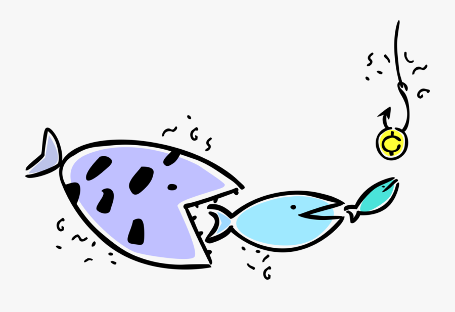Vector Illustration Of Big Fish Eats Smaller Fish Eats, Transparent Clipart