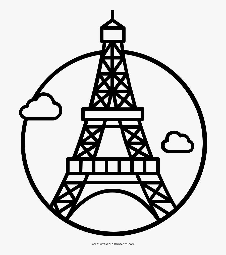 Eiffel Tower Coloring Page - Paris Icon Png, Transparent Clipart