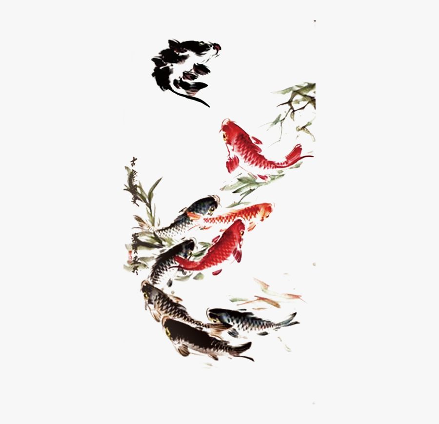 Drawn Koi Ink - Koi Fish Painting Png, Transparent Clipart