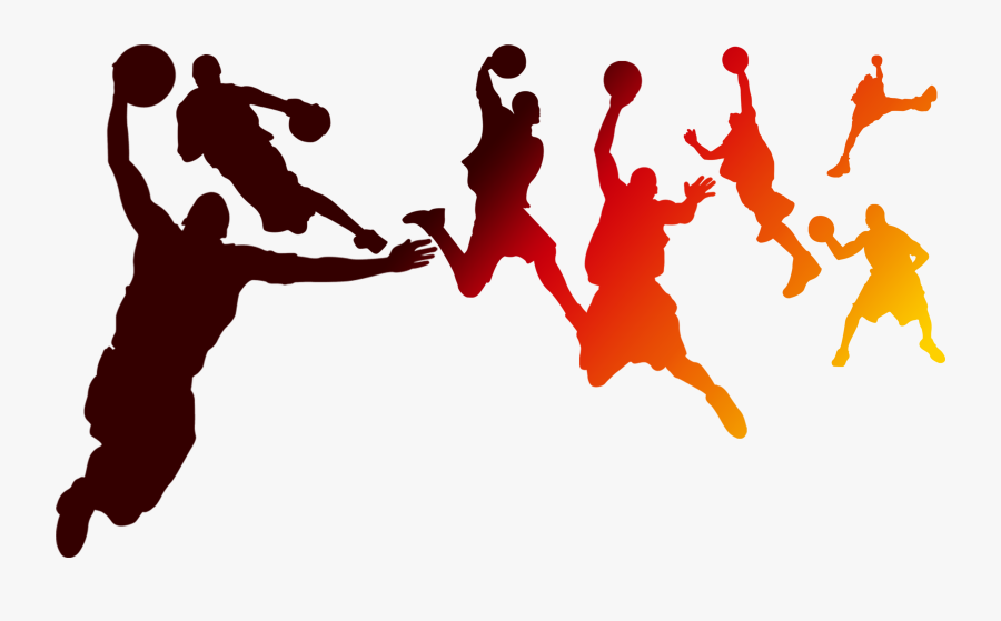 Playing Basketball Silhouette Figures Png Download - Red Basketball Player Silhouette Png, Transparent Clipart