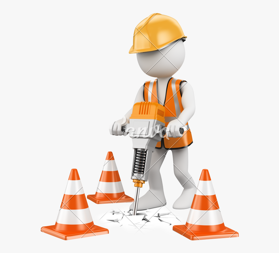 Drill Clipart Road Worker - 3d Construction Worker, Transparent Clipart