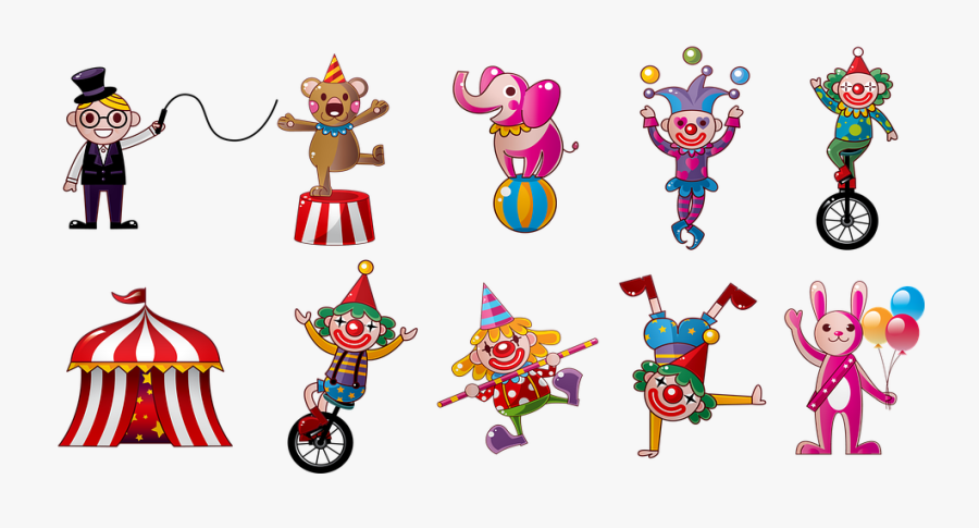 Circus, Clowns, Carnival, Fair, Fun, Amusement, Laugh - Characters Of The Circus, Transparent Clipart
