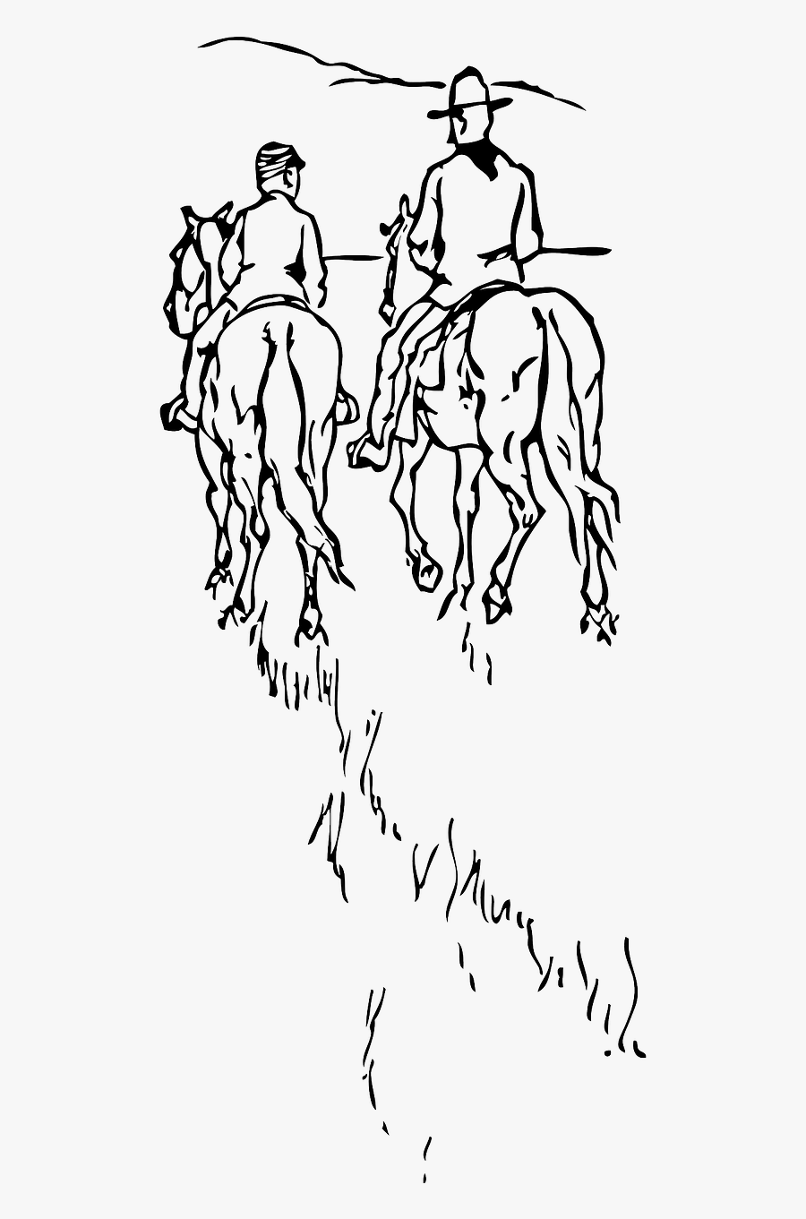 Horse Riding Away Drawing , Transparent Cartoons - Horse Riding Away Drawing, Transparent Clipart