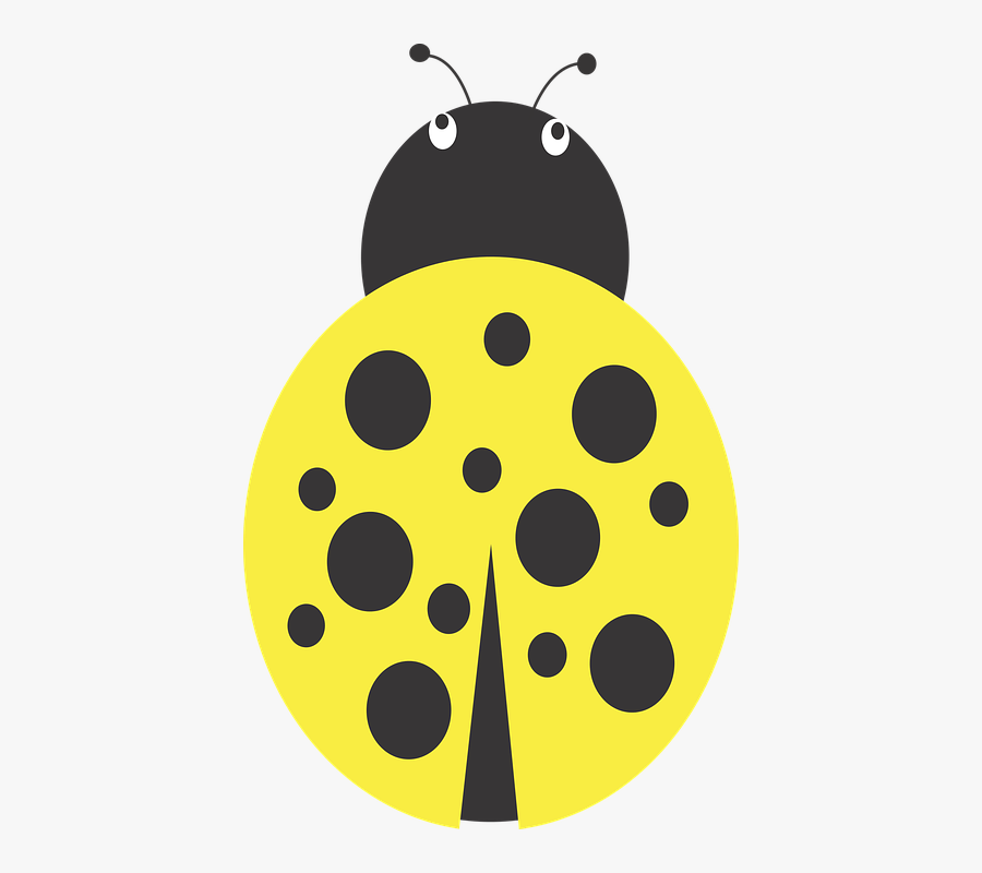 Lady, Bug, Yellow, Insect, Dots, Ai, Illustrator - Yellow Ladybug Clip Art, Transparent Clipart
