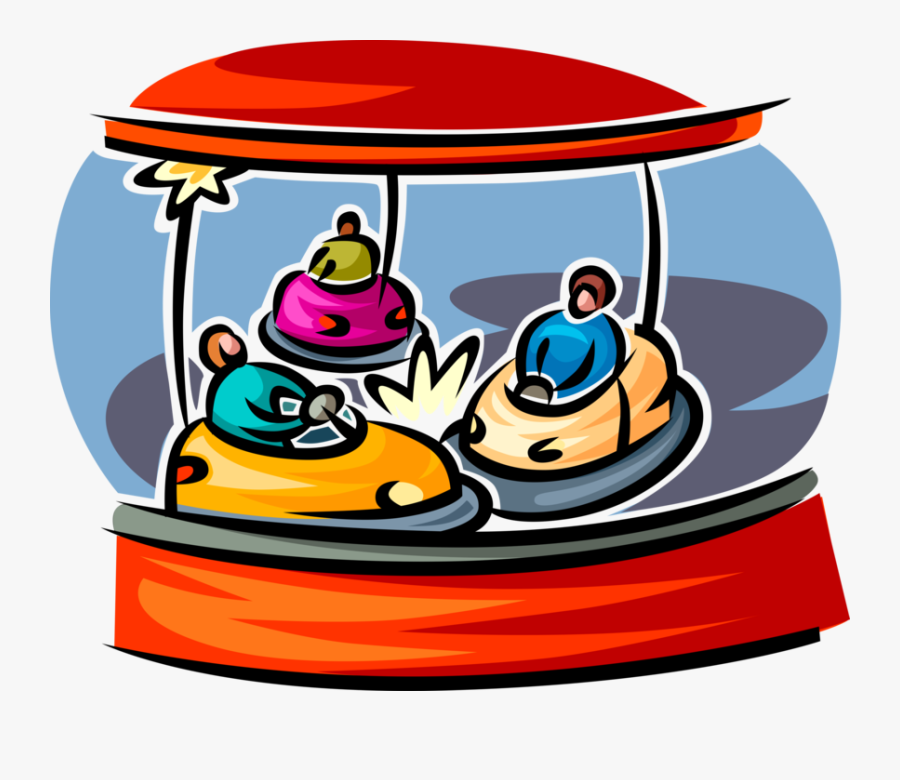 Vector Illustration Of Bumper Car Amusement Ride At - Bumper Car Ride Clipart, Transparent Clipart