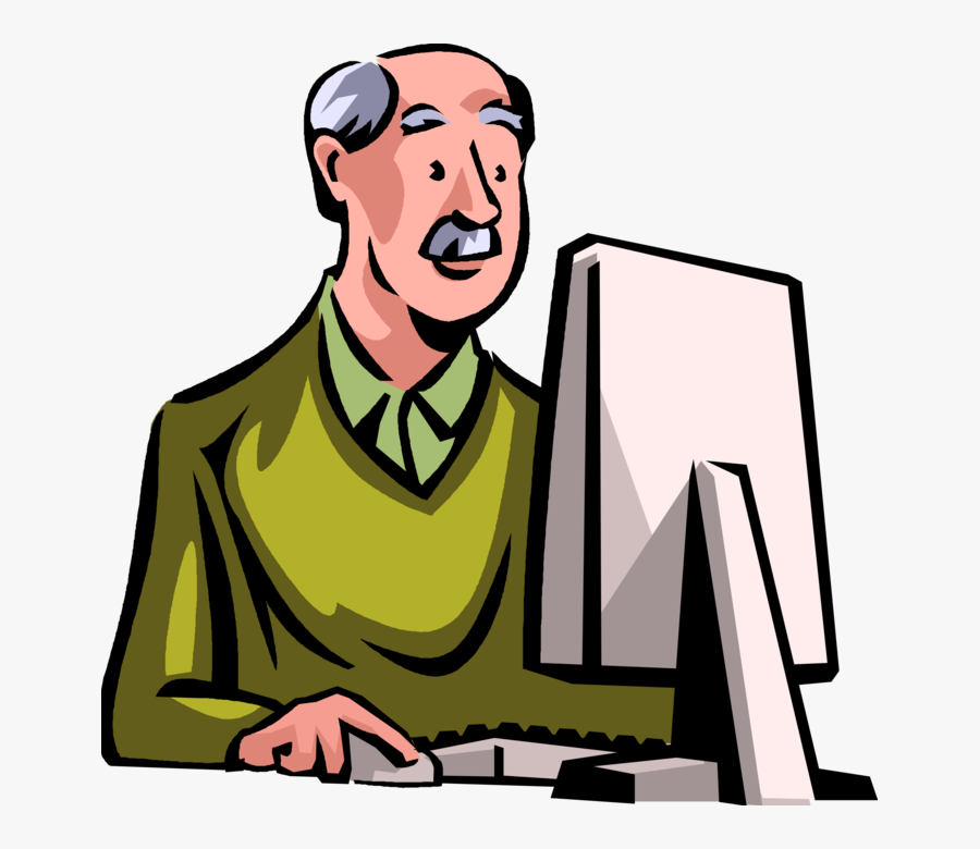 More In Same Style Group - Citizen On Computer Cartoon, Transparent Clipart