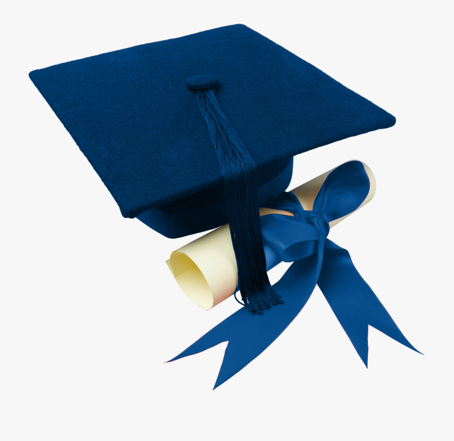 Graduation Transparent Images - Blue Graduation Cap And Diploma, Transparent Clipart