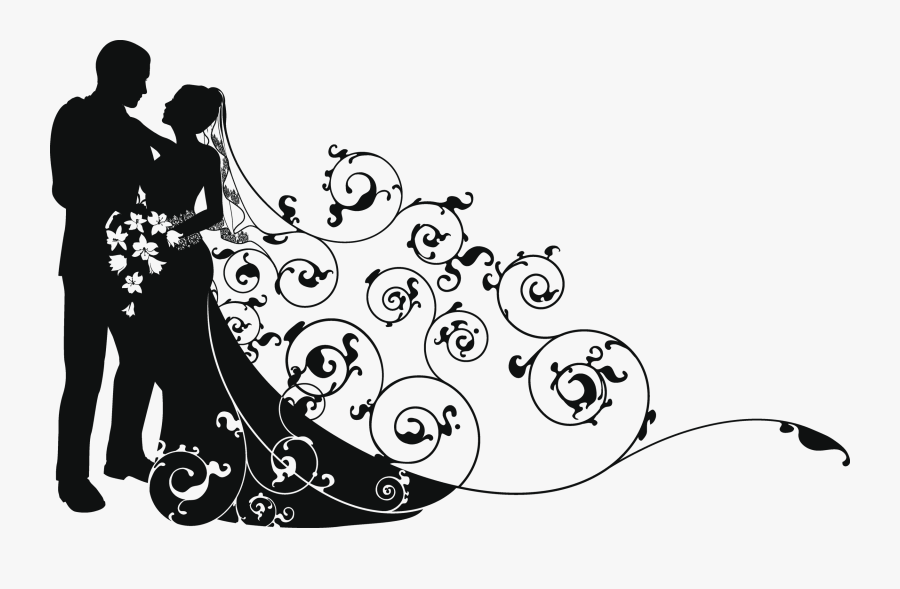 Wedding Couple Clipart Black And White, Transparent Clipart