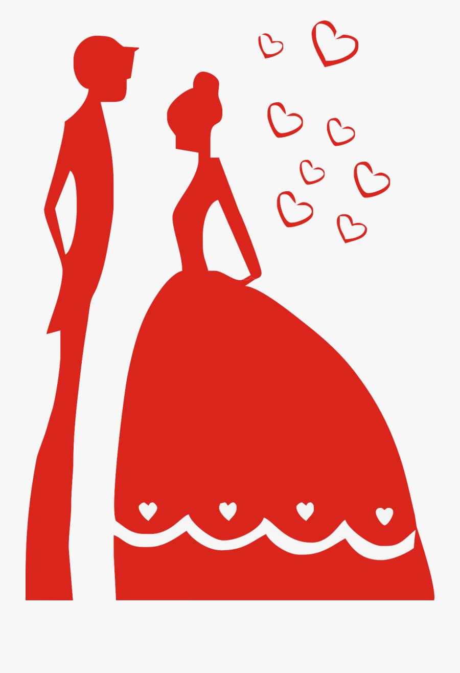 Wedding Invitation Silhouette Cartoon - Red Couple Silhouette Png, Transparent Clipart