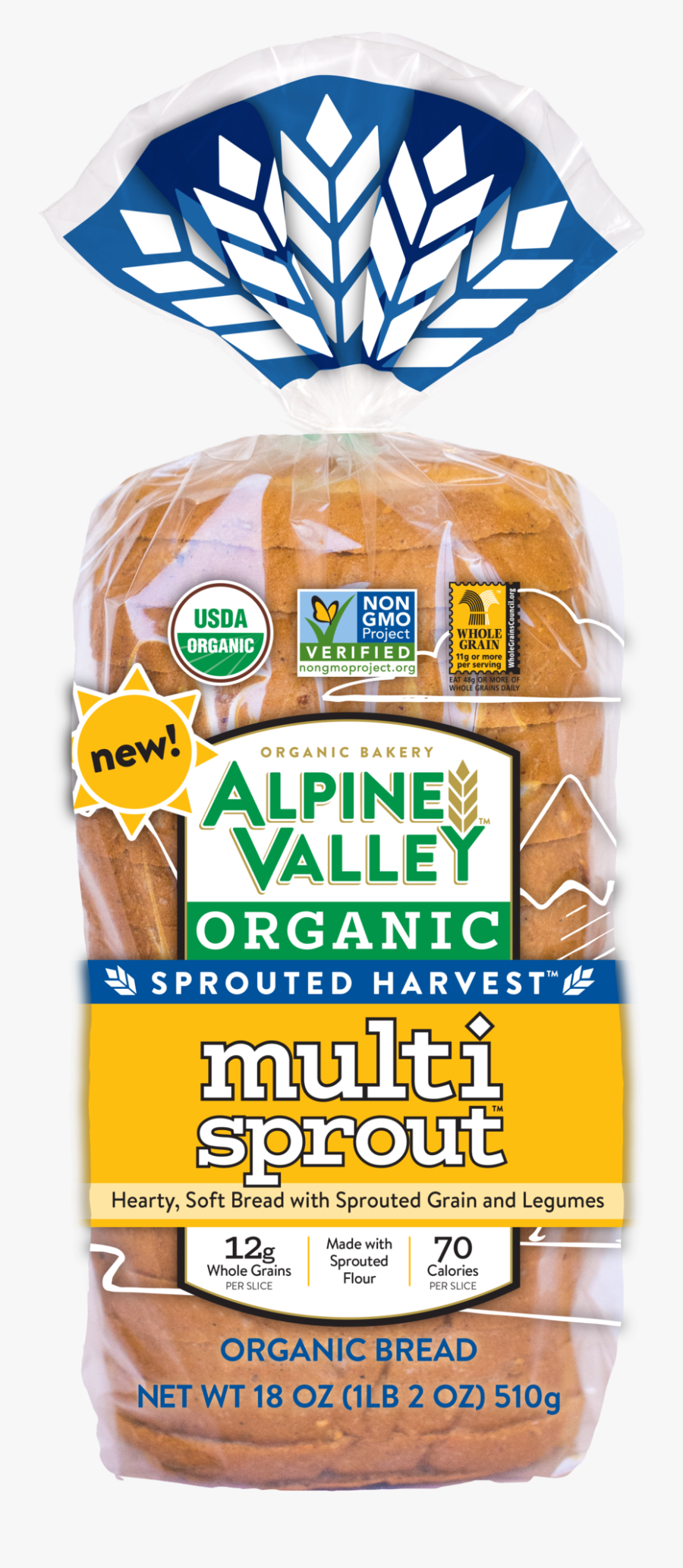 Alpine Valley Multi Sprout - Whole Wheat Bread, Transparent Clipart