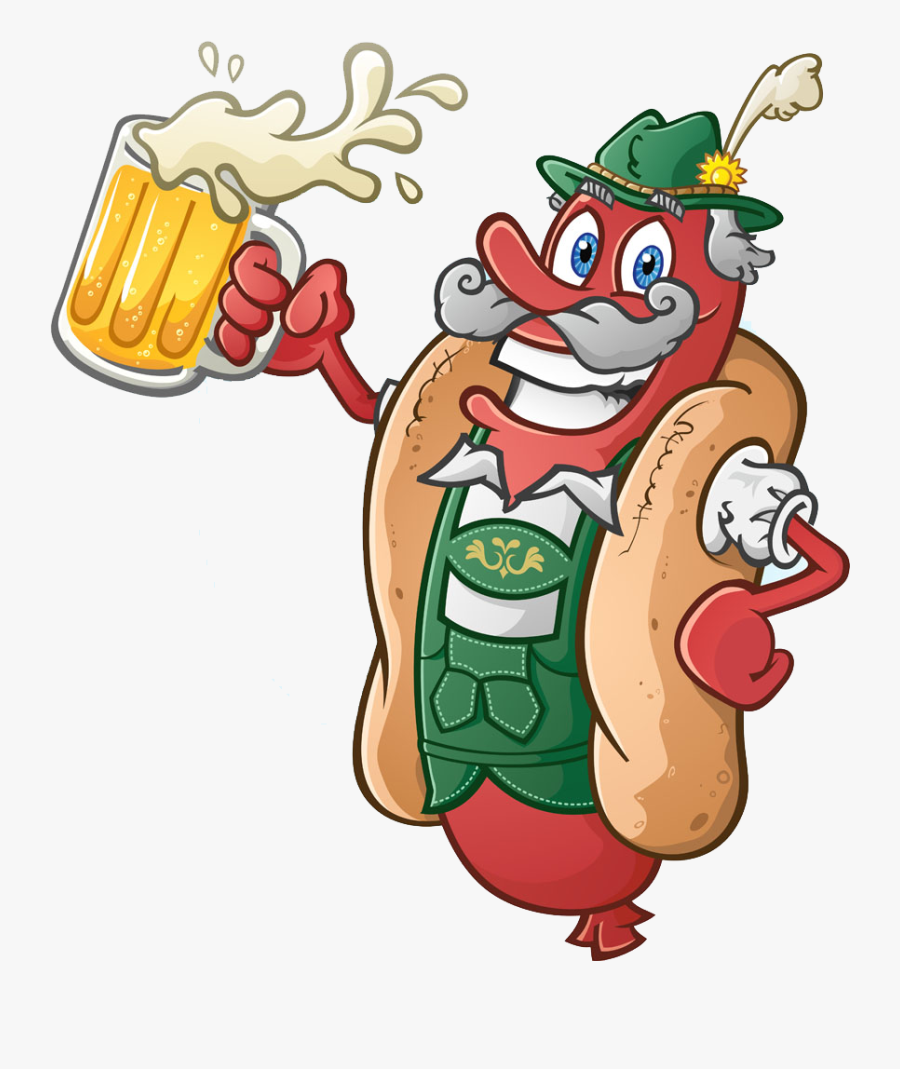Beer Hot Dog German - Cartoon Bratwurst, Transparent Clipart