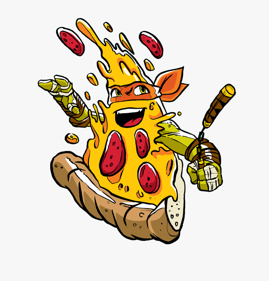 #pizza #turtle #ninja #yellow #food #freetoedit #귀여운 - Teenage Mutant Ninja Turtles Michelangelo Eating Pizza, Transparent Clipart