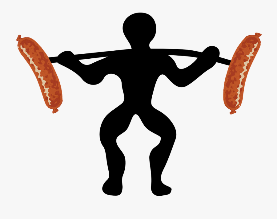 Weightlifting, Joke, Sausage, Silhouette, Funny - Sausage Clip Art, Transparent Clipart