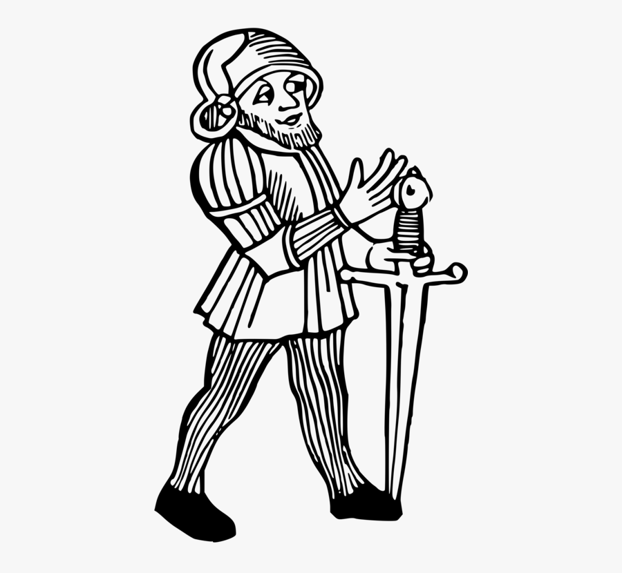 Transparent Night Clipart Black And White - Free Medieval Art Swordsmen, Transparent Clipart