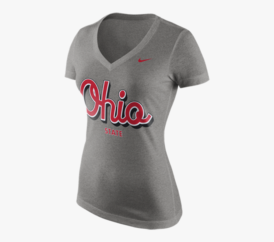 Nike Ohio State Buckeyes Womens Grey Script V Neck - Shirt, Transparent Clipart