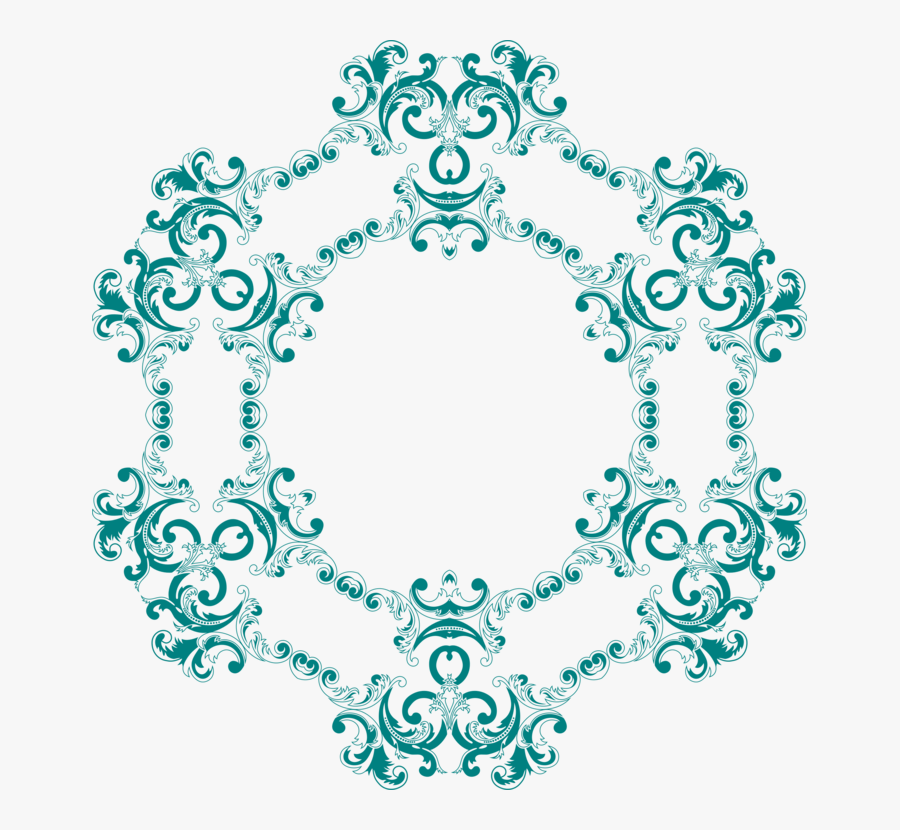 Line Art,turquoise,ornament - Vintage Floral, Transparent Clipart