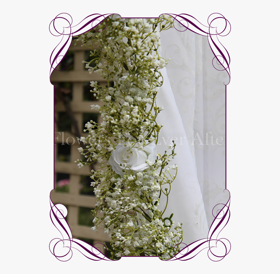 Silk Artificial White Rose And Baby"s Breath Wedding - Flower, Transparent Clipart