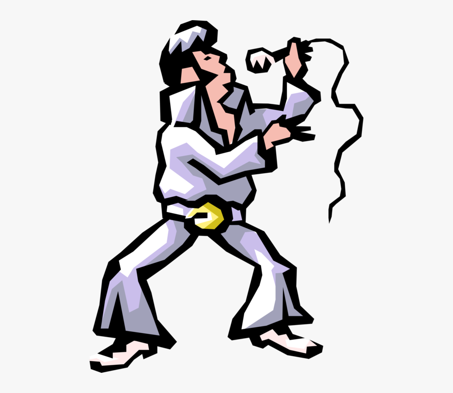Vector Illustration Of Elvis Presley Impersonator Sings - Karaoke Clip Art Free, Transparent Clipart