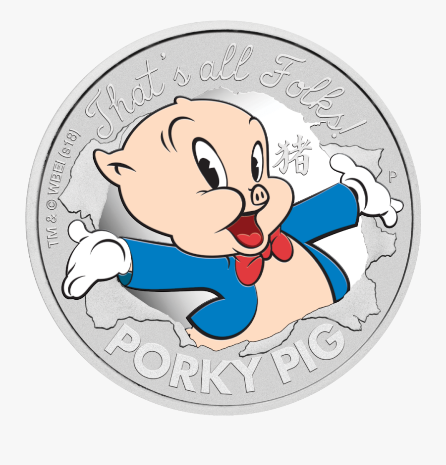 Silver Numis Looney Tunes Porky Pig 2019 1 Oz - Porky Pig Chinese New Year, Transparent Clipart