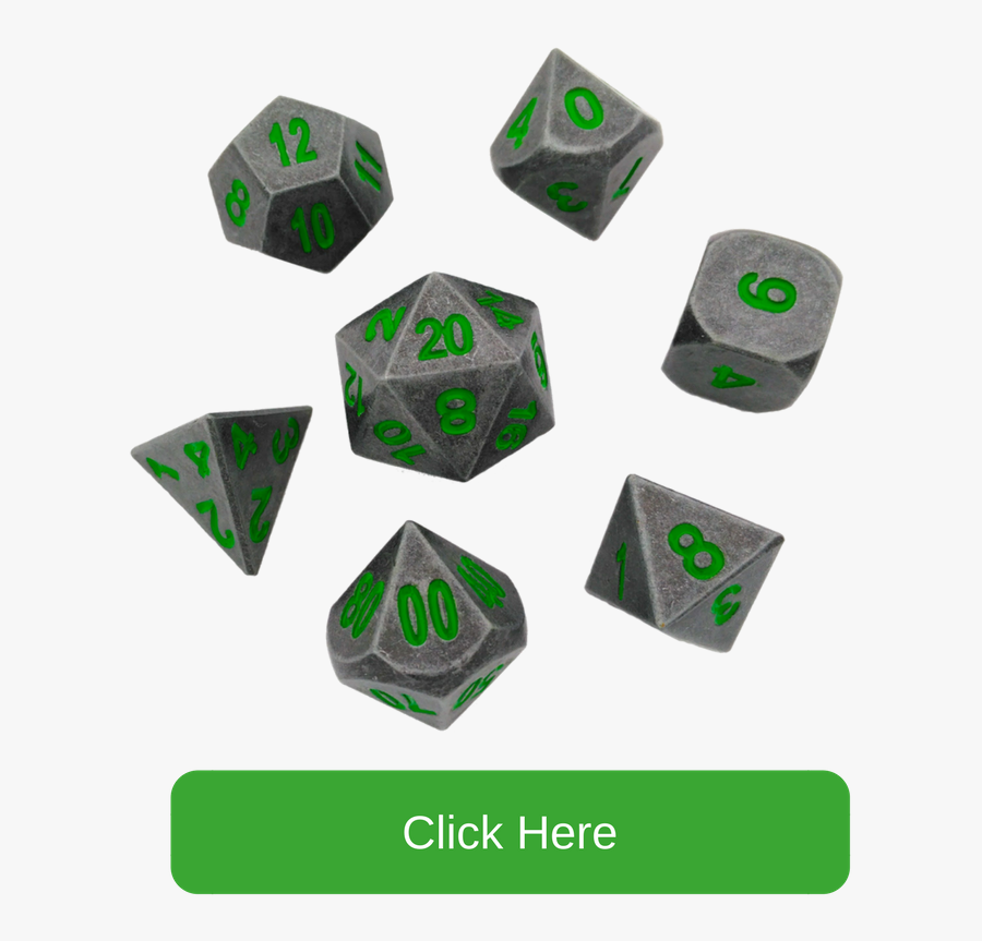 Gunmetal Gray With Green Numbers Metal Dice - Dice, Transparent Clipart