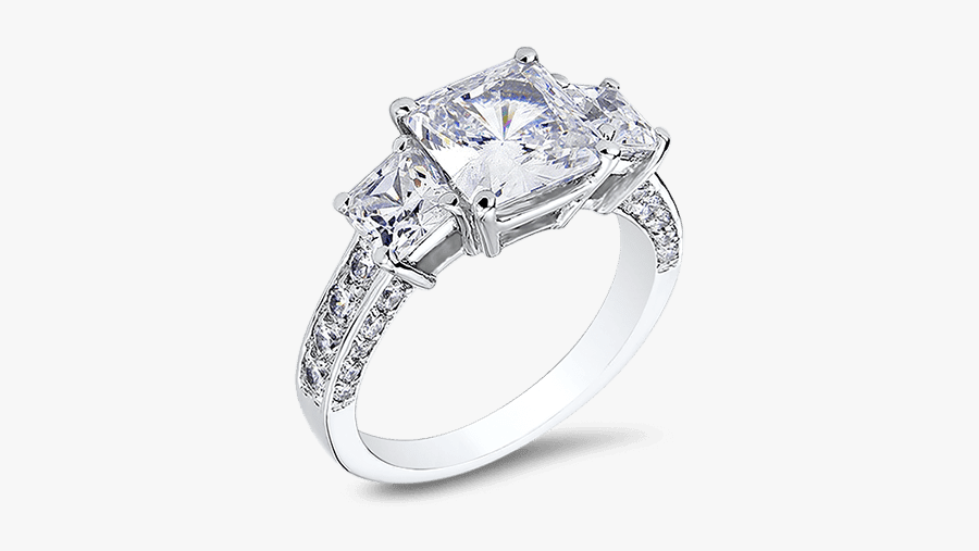 Clip Art Princess Cut Cubic Zirconia Engagement Rings - Designer Princess Cut Ring, Transparent Clipart