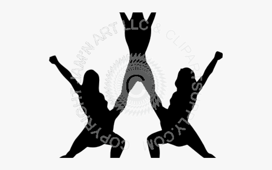 Cheerleading Stunt Silhouette, Transparent Clipart