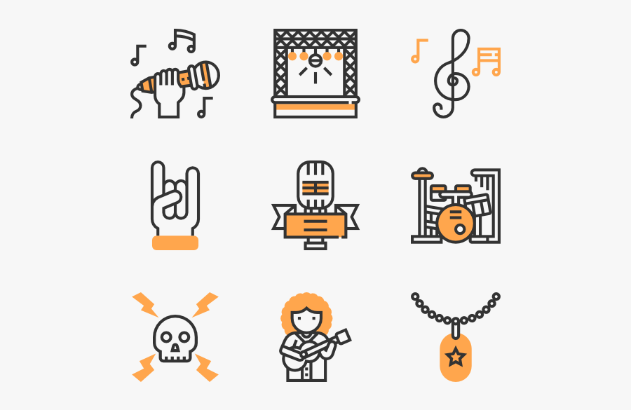 Rock And Roll - Concert Rocker Linear Flat, Transparent Clipart
