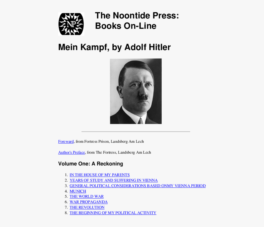 Transparent Mein Kampf Png - Hitler, Transparent Clipart