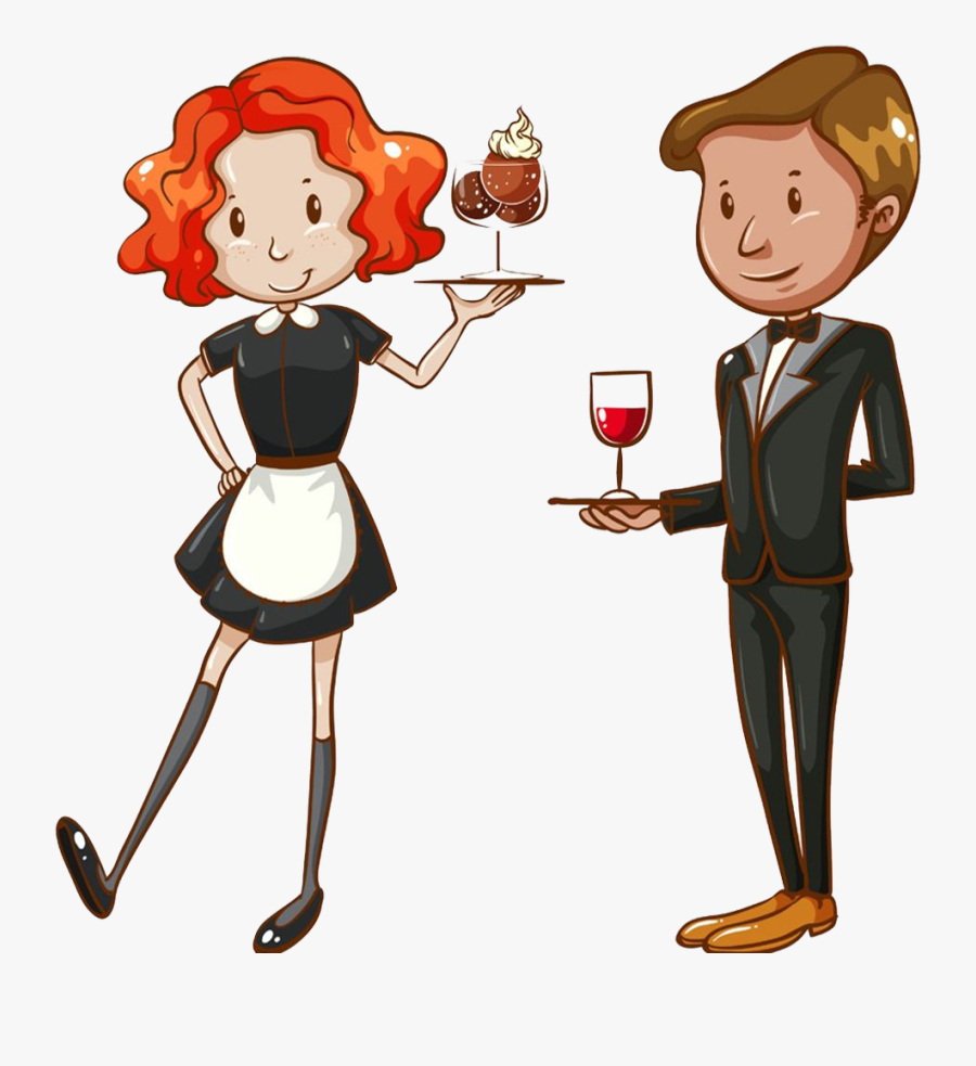 #waiter #girl #boy #couple #freetoedit #귀여운 #picsart - Waiter And Waitress Clipart, Transparent Clipart