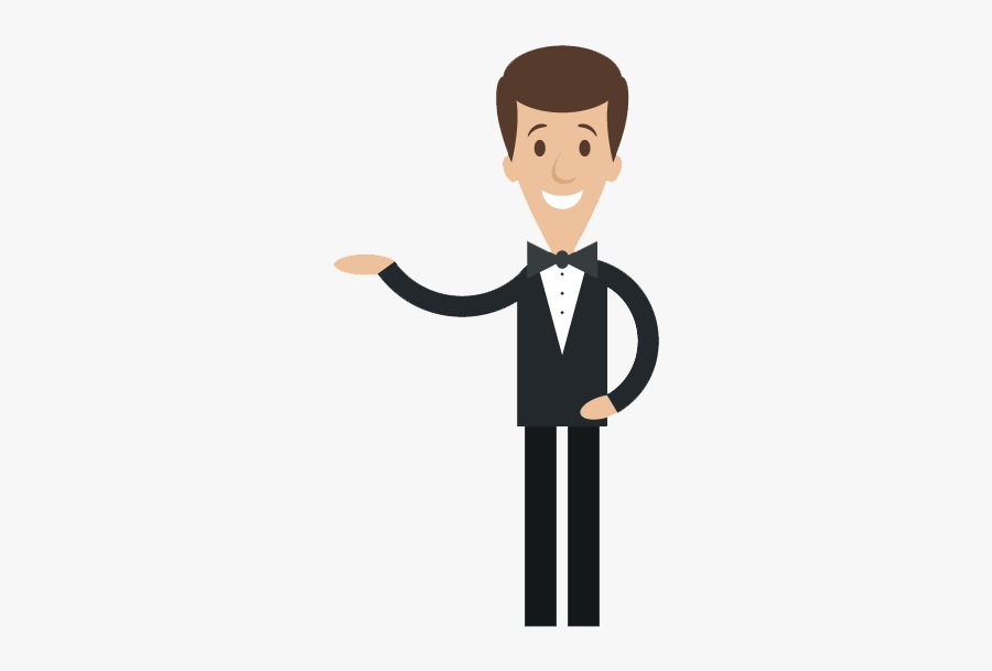 Cartoon Illustration Of Waiter, Transparent Clipart