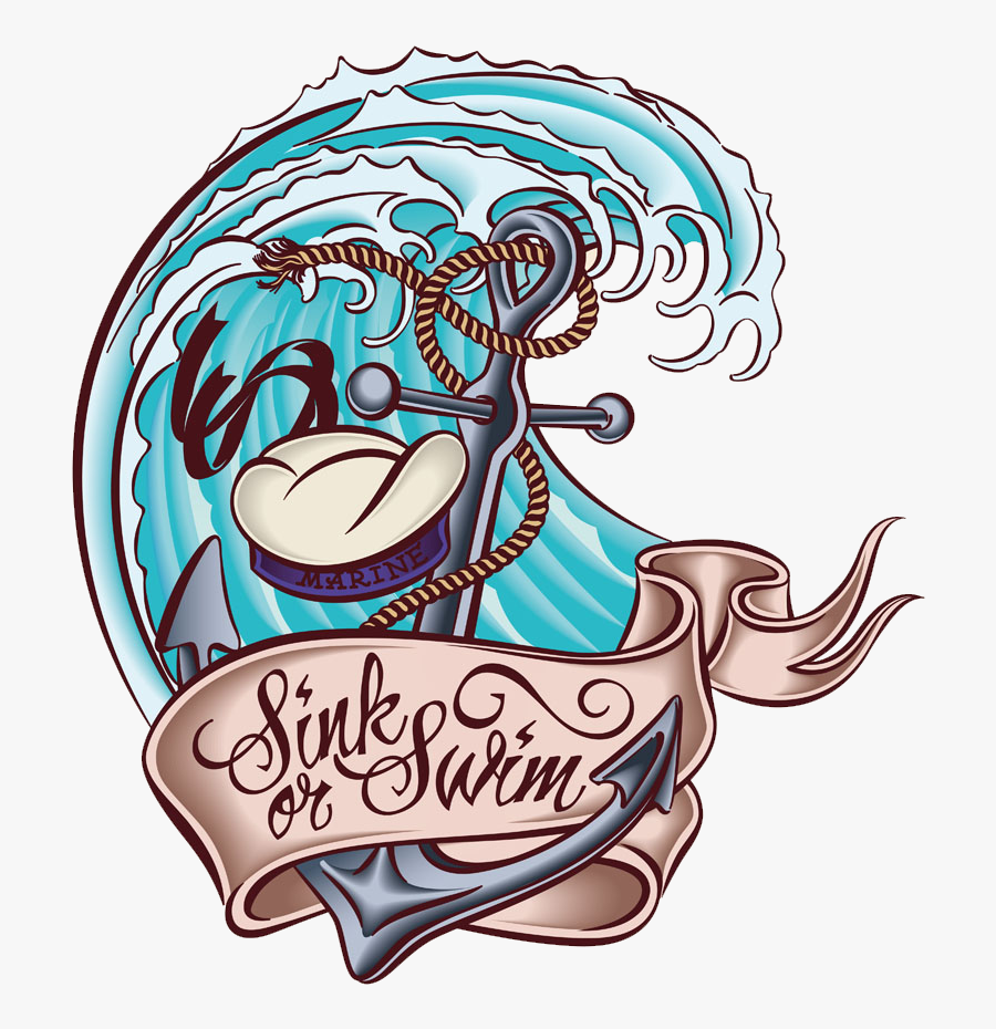 Clip Art Old School Tattoo Hats - Sink Or Swim Tattoo Designs, Transparent Clipart
