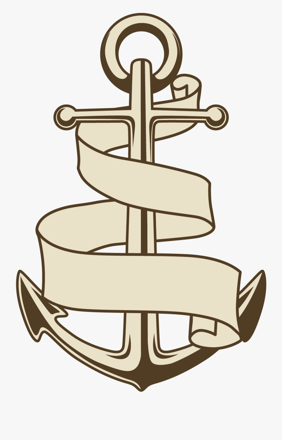 Drawn Anchor Ship - Anchor With Ribbon Clipart, Transparent Clipart