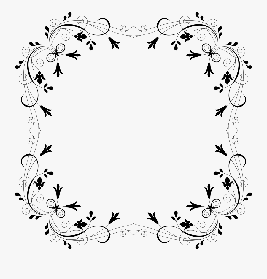 Transparent Flowers Clipart Black And White Border - Border Design Clipart Black And White, Transparent Clipart