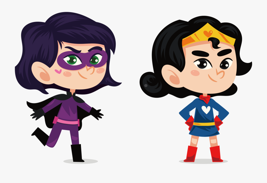 Clip Art Cute Female Cartoon Characters - Sdgs Kids Avengers, Transparent Clipart