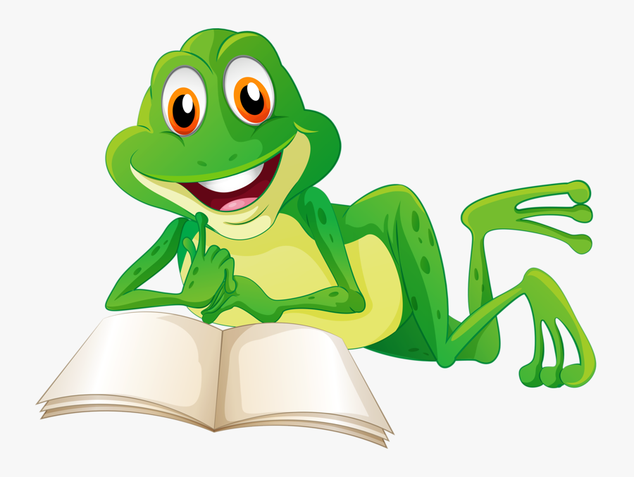 Frog Reading A Book, Transparent Clipart