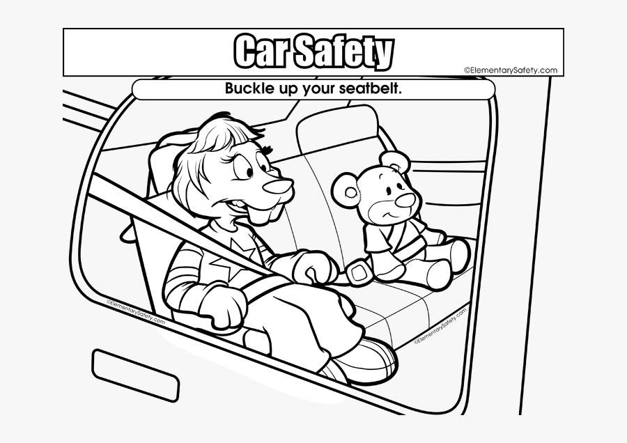 Elementary Safety - Seat Belt Coloring Page, Transparent Clipart