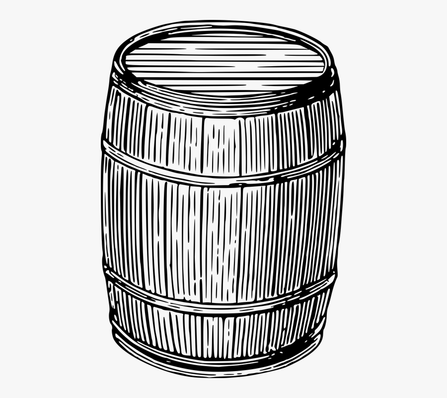 Basket - Png Wooden Barrel Black And White, Transparent Clipart
