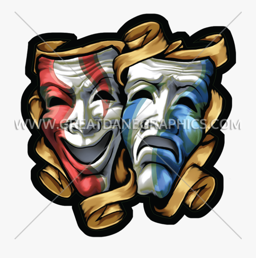 Drama Masks Colored Production - Sad Hapy Art Mask, Transparent Clipart