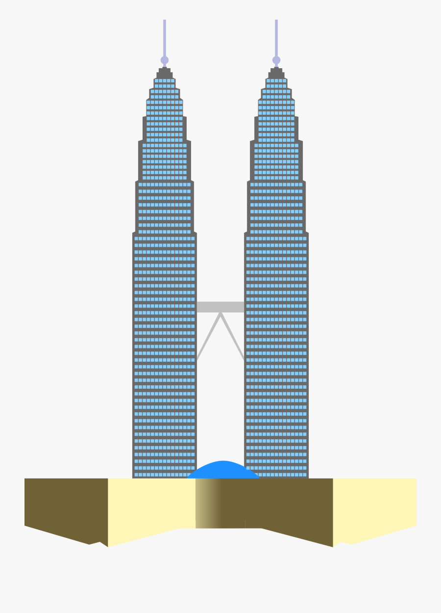 Twin Towers Clipart - Malaysia Twin Tower Cartoon, Transparent Clipart