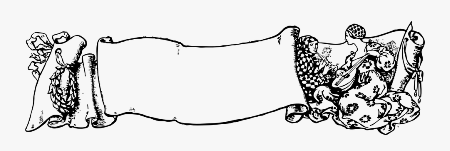 Scroll, Ribbon, Banner, Musician, Flute, Playing - Clipart Scroll Banner Png, Transparent Clipart