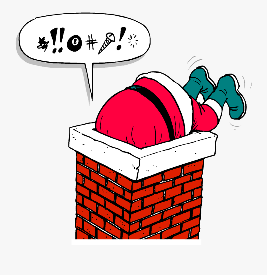 Santa, Chimney, Stuck, Christmas, Holiday, Present - Bane Definition, Transparent Clipart
