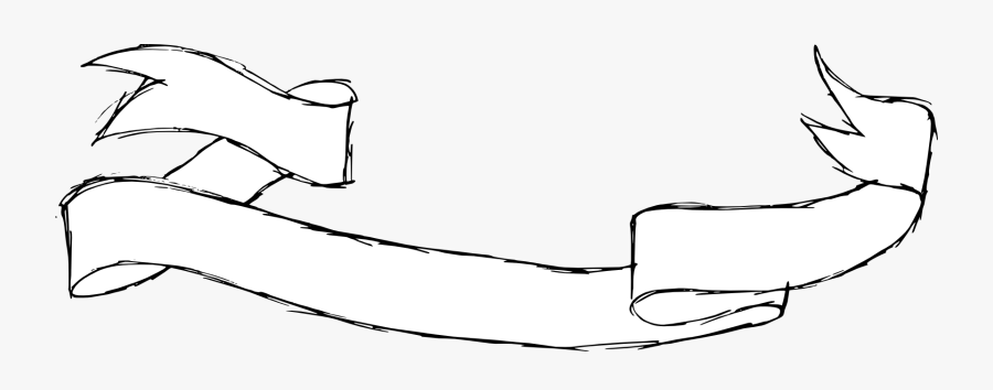 Hand Drawn Ribbon Banner White Png, Transparent Clipart