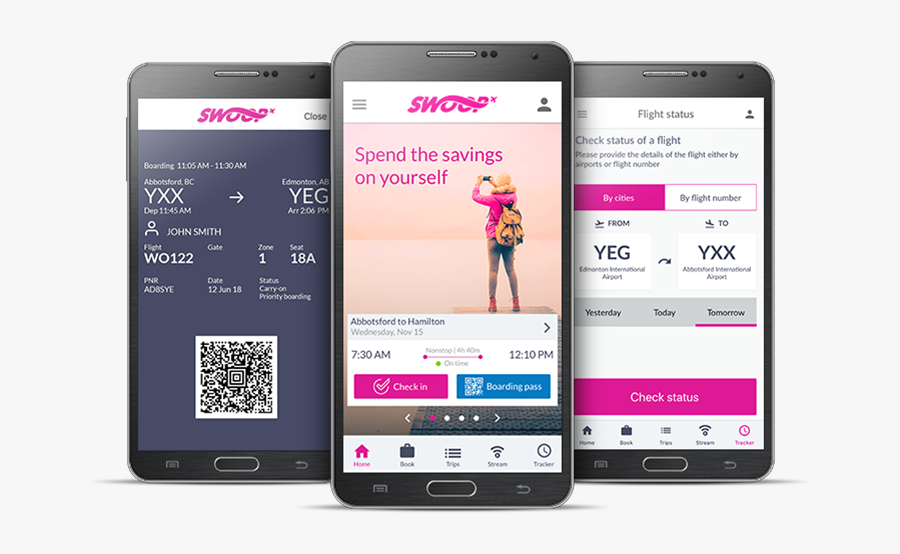 Swoop Airlines Boarding Pass - Smartphone, Transparent Clipart